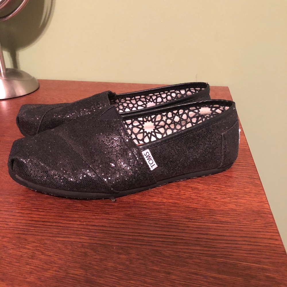 Sparkly Black Toms